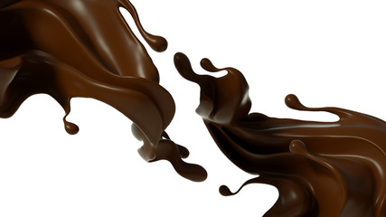 Splash of chocolate 3d illustration, 3d rendering.