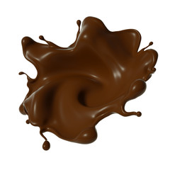 Splash of chocolate 3d illustration, 3d rendering.