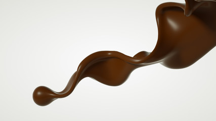 Splash of chocolate 3d illustration, 3d rendering.