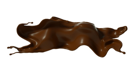 Splash of chocolate 3d illustration, 3d rendering.