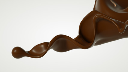 Splash of chocolate 3d illustration, 3d rendering.
