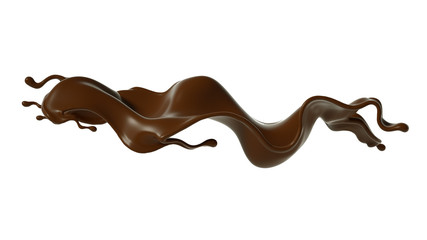 Splash of chocolate 3d illustration, 3d rendering.