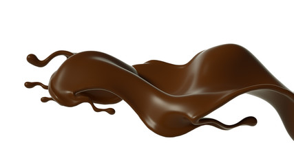 Splash of chocolate 3d illustration, 3d rendering.