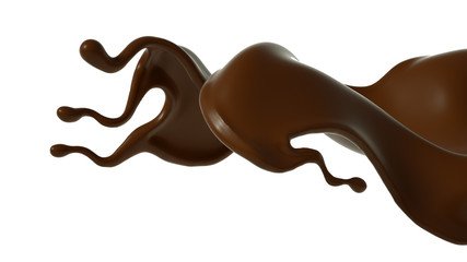 Splash of chocolate 3d illustration, 3d rendering.