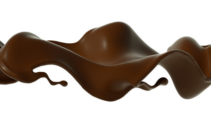 Splash of chocolate 3d illustration, 3d rendering.