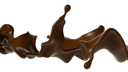 Splash of chocolate 3d illustration, 3d rendering.