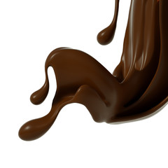 Splash of chocolate 3d illustration, 3d rendering.