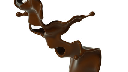 Splash of chocolate 3d illustration, 3d rendering.