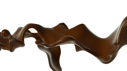 Splash of chocolate 3d illustration, 3d rendering.
