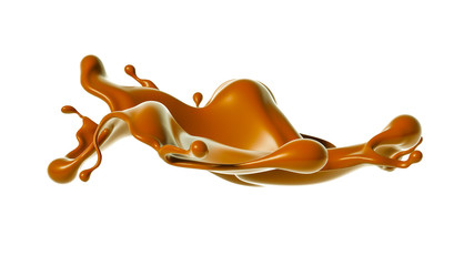 Splash of chocolate 3d illustration, 3d rendering.