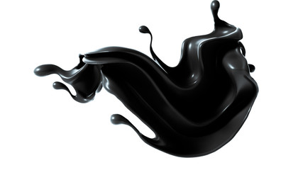 Splash of thick black liquid. 3d illustration, 3d rendering.