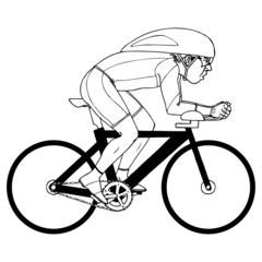 Fototapeta premium Vector drawing of a road cyclist from the side wearing an aerodynamic helmet. illustration, character design.