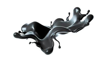 Splash of thick black liquid. 3d illustration, 3d rendering.