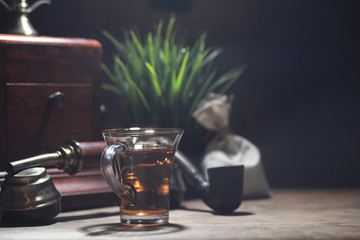 Brewing tea on a wooden table