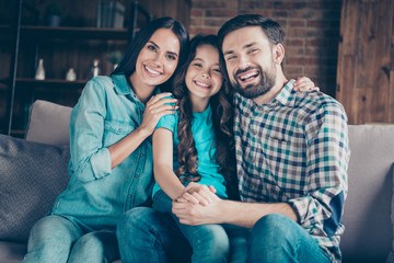 Portrait of lovely people with brunette long wavy curly hair smiling wearing checkered plaid shirt...