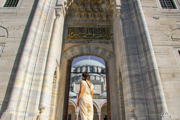 entrance gate door of Suleymaniye Mosque in Istanbul, Turkey