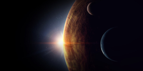 Abstract planets and space background