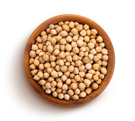 Chickpeas isolated on white background with clipping path
