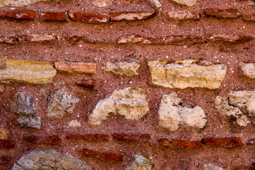 Historic medieval wall from ottoman empire in Istanbul, Turkey