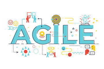 Agile word lettering illustration