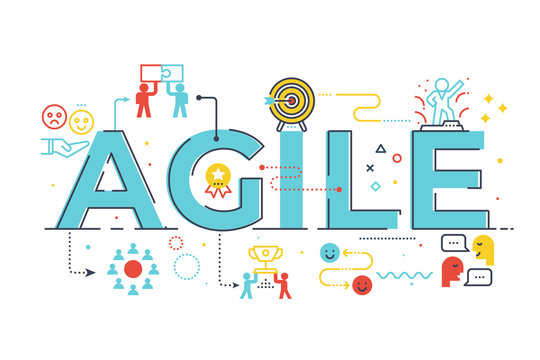 Agile word lettering illustration