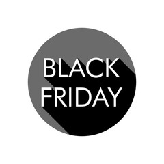 Logotipo con texto BLACK FRIDAY blanco con sombra en círculo color gris