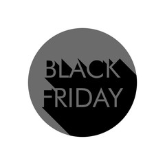 Logotipo con texto BLACK FRIDAY en espacio negativo con sombra en círculo color gris