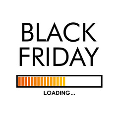 Logotipo con texto LOADING BLACK FRIDAY con barra progreso en color naranja