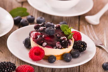 Cheesecakes with mixed berries.