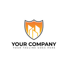 Obraz premium Modern security logo, building vector icon