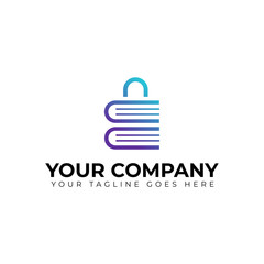 Modern security logo, book vector icon