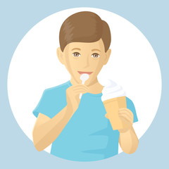 Vector boy eating ice-cream