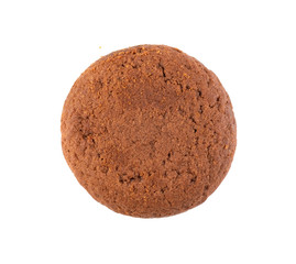 Soft Round Chocolate Butter Cookie Isolated Top View