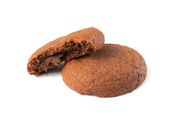 Soft Chocolate Butter Cookies With Chocolate Filling Isolated