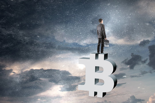 Cryptocurrency success concept, bitcoin cymbol