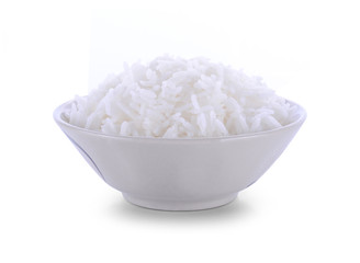 rice in bowl isolated on white background