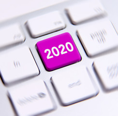 Year 2020 on the keyboard.
