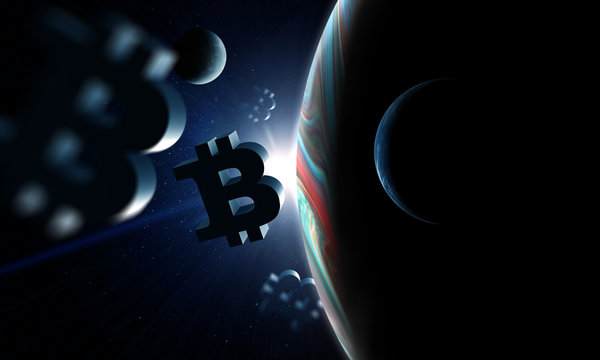 Crypto currency world. 3d rendering - Powered by Adobe