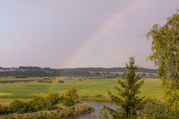 Rainbow after the storm. Narew Valley. Siemień Nadrzeczny. Łomża. Poland.