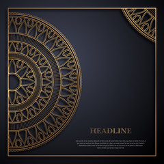 Gold and black greeting card template in retro style. Great design for any purposes: invitation, flyer, menu, brochure or leaflet