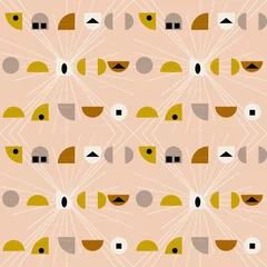 Behang Abstract geometrisch vector naadloos patroon geïnspireerd door moderne stoffen uit het midden van de eeuw. © dinadankersdesign
