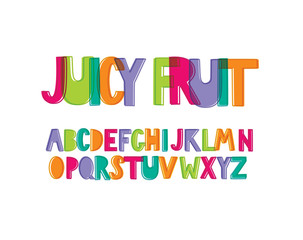 Fun modern hand-drawn childlike bulky doodle uppercase alphabet.