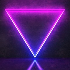 neon triangle on black concrete wall