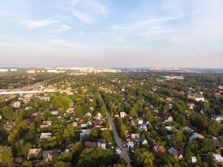 Country landscape bird's-eye view. Aerial View of Country Houses