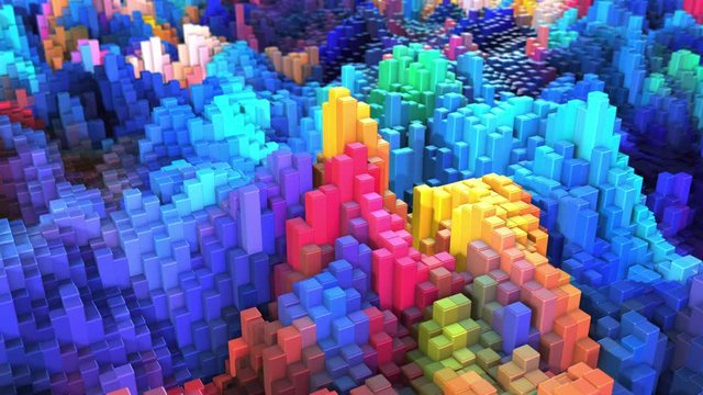 Colorful Abstract Cubes Moving Randomly 