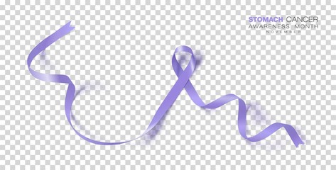 Stomach Cancer Awareness Month. Periwinkle Color Ribbon Isolated On Transparent Background. Vector Design Template For Poster.