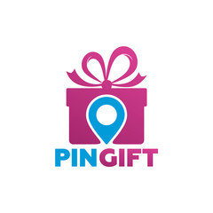 Pin Gift Logo Template Design Vector, Emblem, Design Concept, Creative Symbol, Icon