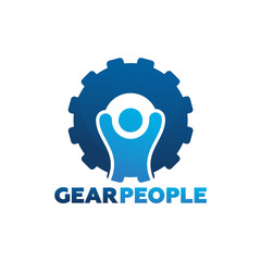 Gear People Logo Template Design Vector, Emblem, Design Concept, Creative Symbol, Icon