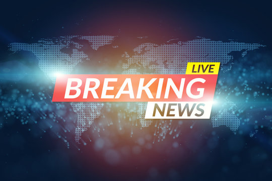 background screen saver on breaking news. Breaking news live template on digital world map background.