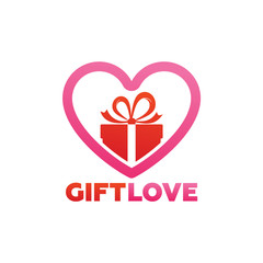 Gift Love Logo Template Design Vector, Emblem, Design Concept, Creative Symbol, Icon
